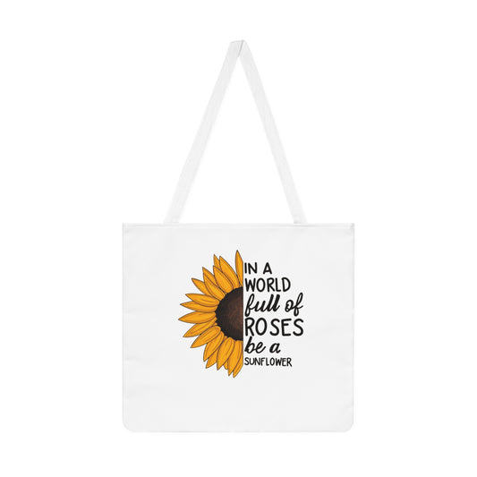 Minimalist| Sunflower Tote Bag — "In a World Full of Roses Be a Sunflower" Shoulder Tote