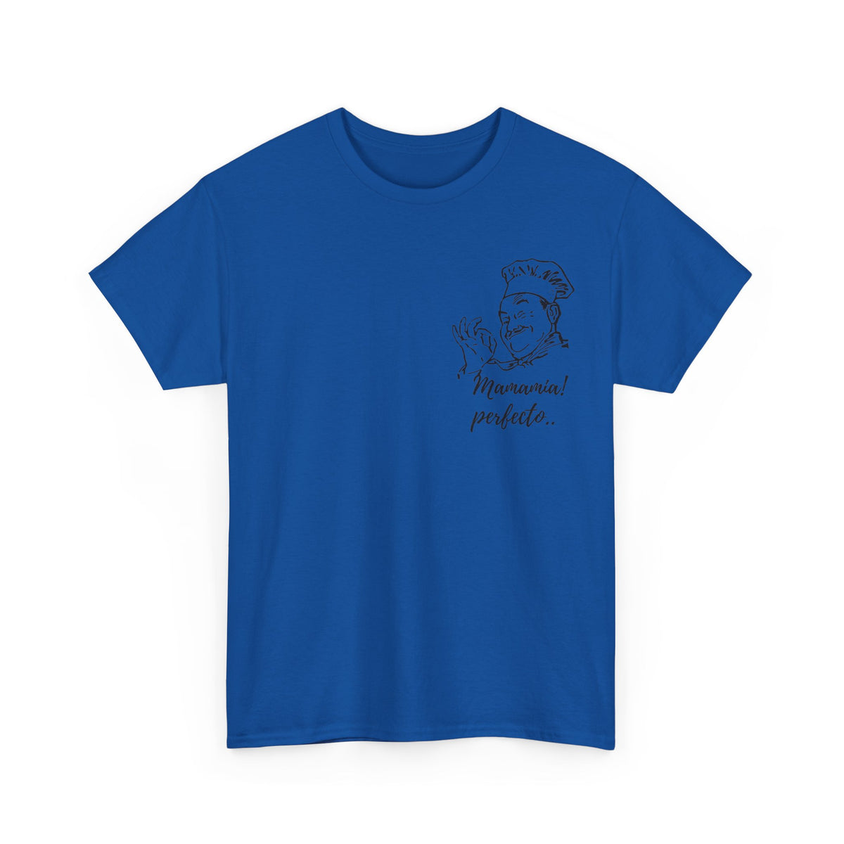 MINIMALIST| Funny way to compliment;Chef Illustration T-Shirt — "Mamamia! perfecto." Retro Italian Cook Tee
