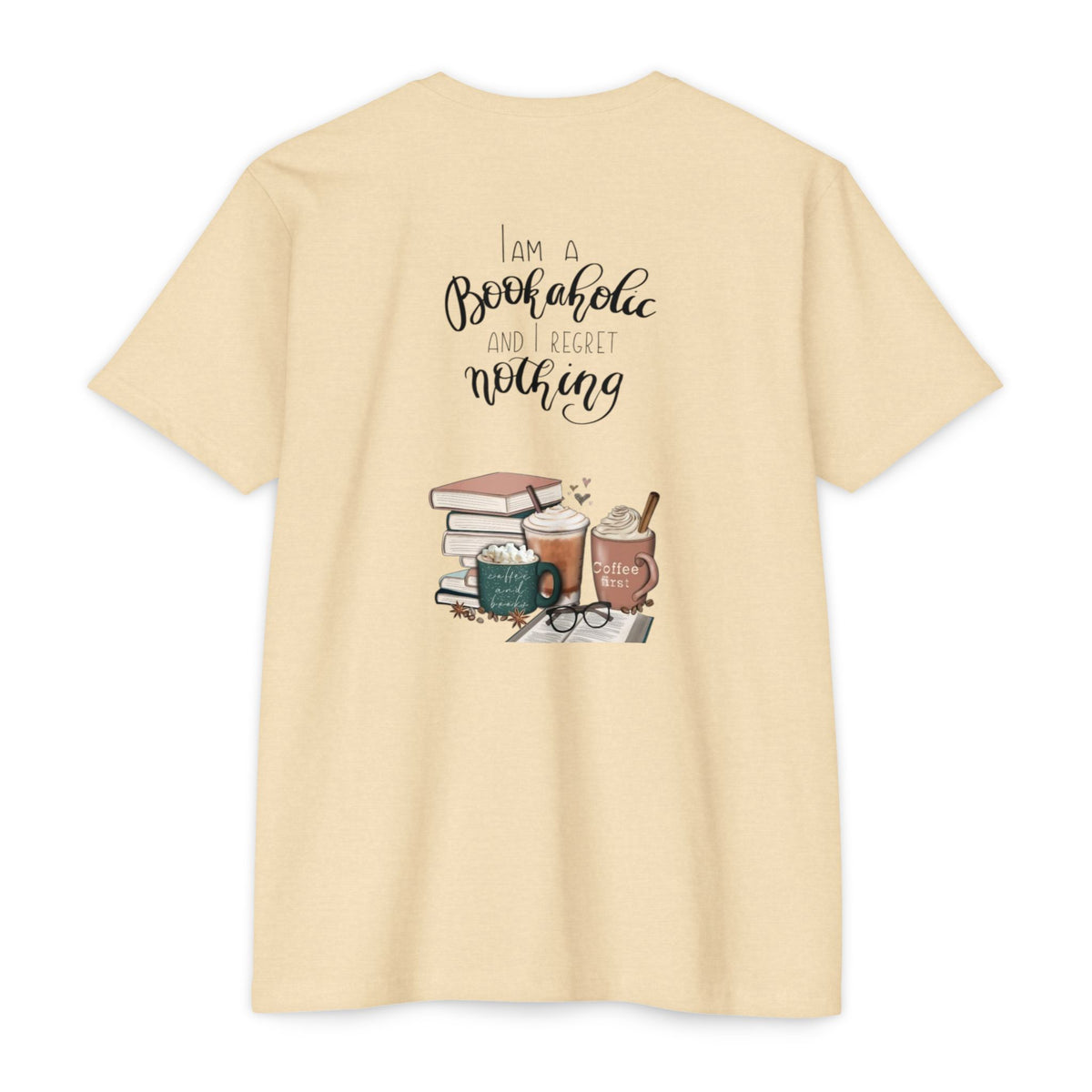 MINIMALIST|Bookaholic T-Shirt — "I am a Bookaholic and Regret Nothing" Illustrated Reading Tee