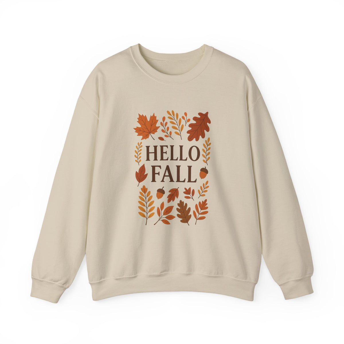 Hello Fall Crewneck Sweatshirt – Autumn Leaves Graphic Pullover