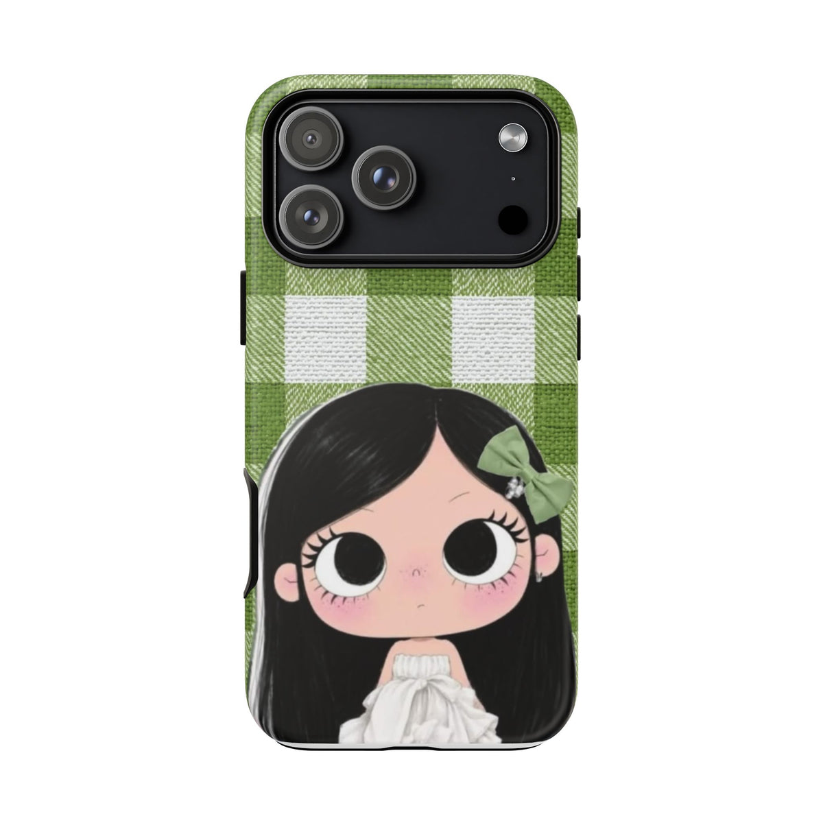 Cute Girl Green Buffalo Plaid Phone Case — 'Tough Cases' Protective i phone18Cover