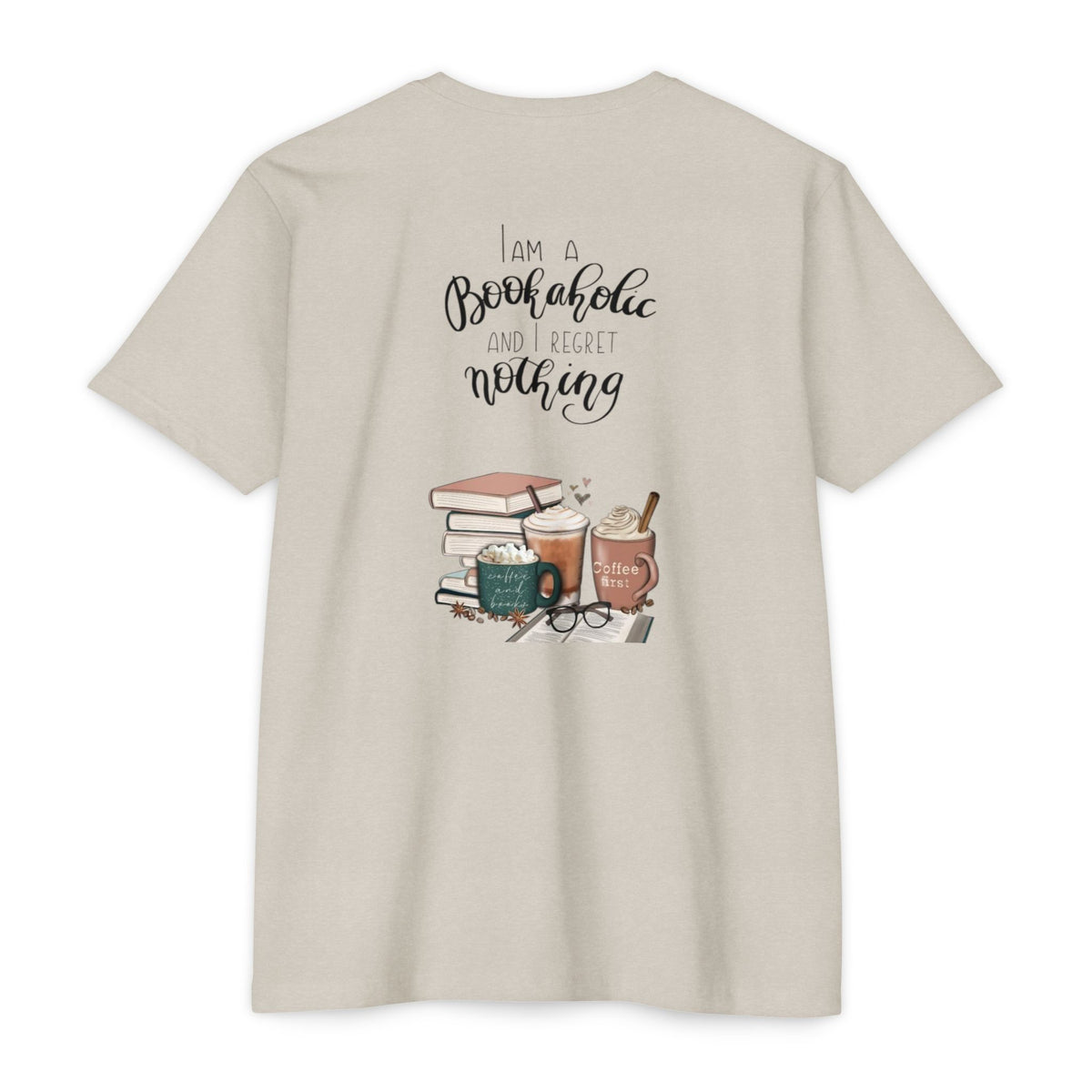 MINIMALIST|Bookaholic T-Shirt — "I am a Bookaholic and Regret Nothing" Illustrated Reading Tee