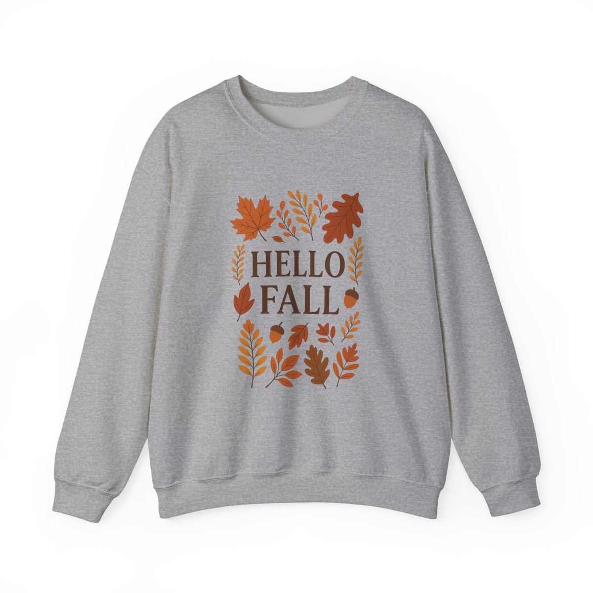 Hello Fall Crewneck Sweatshirt – Autumn Leaves Graphic Pullover