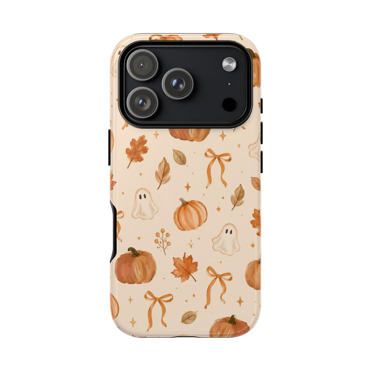 Minimalist_Autumn Pumpkin & Ghost Phone Case — Cute Fall Pattern